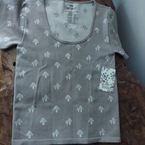 Pink Republic Beige Mushroom Print Women's Top